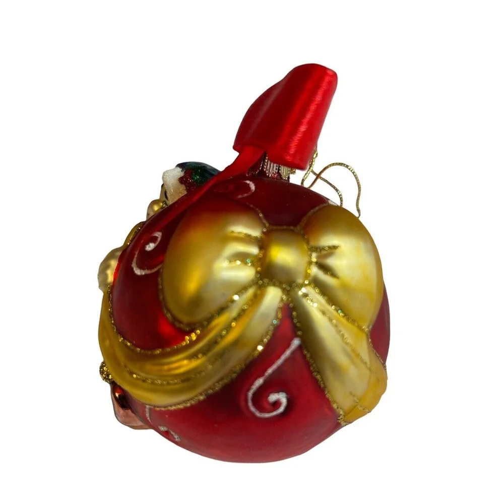 LENOX Yuletide Treasures Santa’s Family Tree Xmas Ornament- Elf With Bow In Box